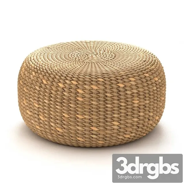 Bazar bizar waterhyacinth pouf round natural fiber pouf 2 3D Model Download