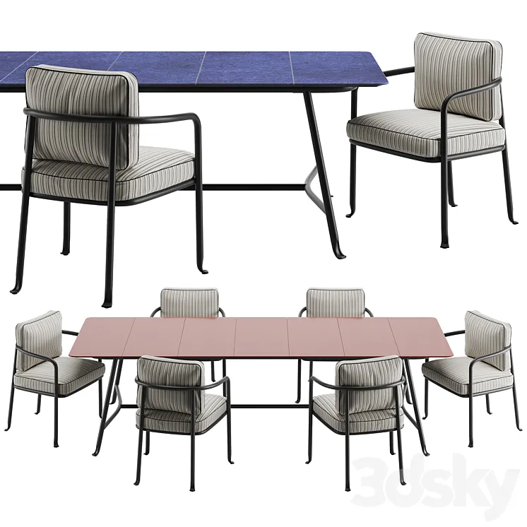 B&B Italia Borea Dining Set 3D Model Free Download