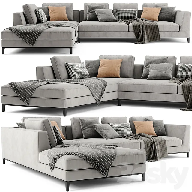 B&B Lucrezia Chaise Longue Sofa 3D Model B&B Lucrezia Chaise Longue Sofa 3D Model