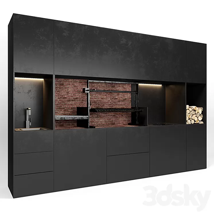 Bbq with electric kitchen 3D Model