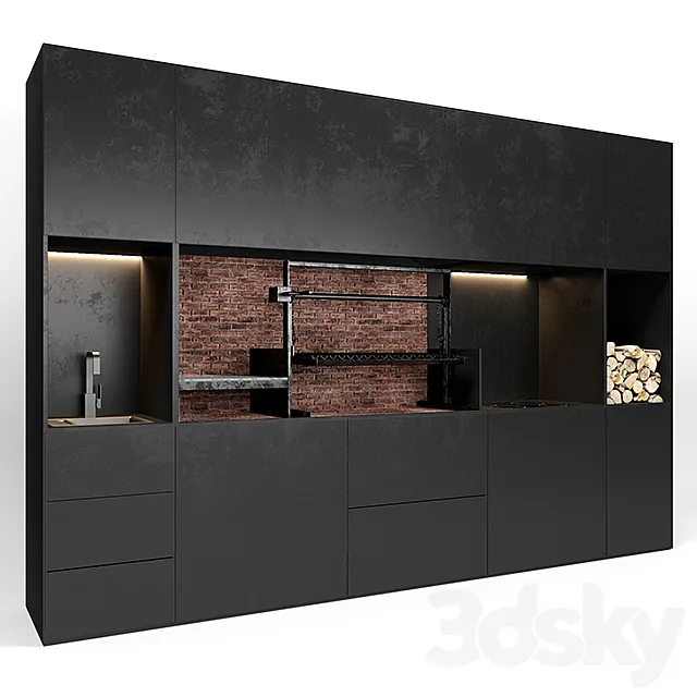 Bbq with electric kitchen 3DModel Bbq with electric kitchen 3DModel