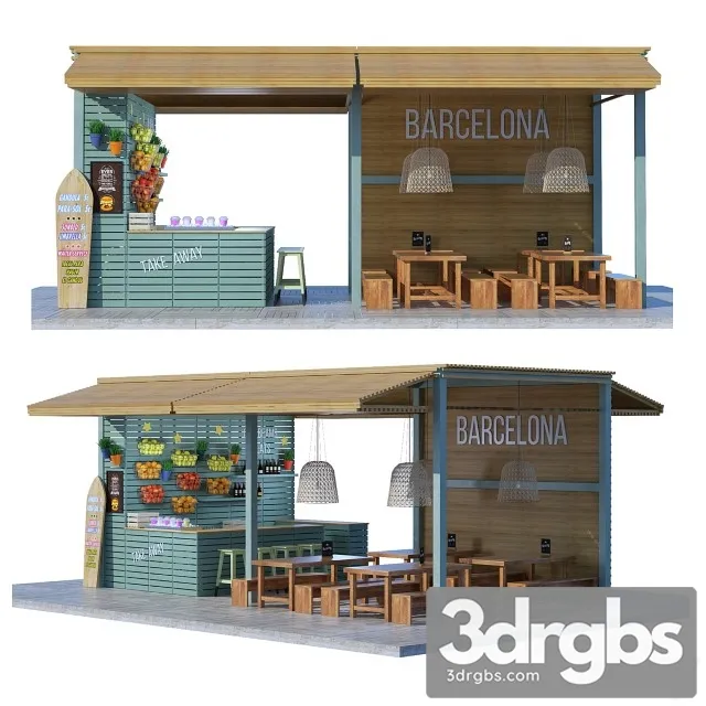 Beach Bar Barcelona 3D Model Download