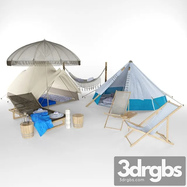 Beach camping area 3D Model Download