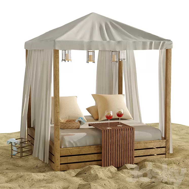 Beach lounge outdoor set 16 3D Model Beach lounge outdoor set 16 3D Model