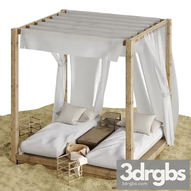 Beach lounge outdoor set 3 3D Model Download