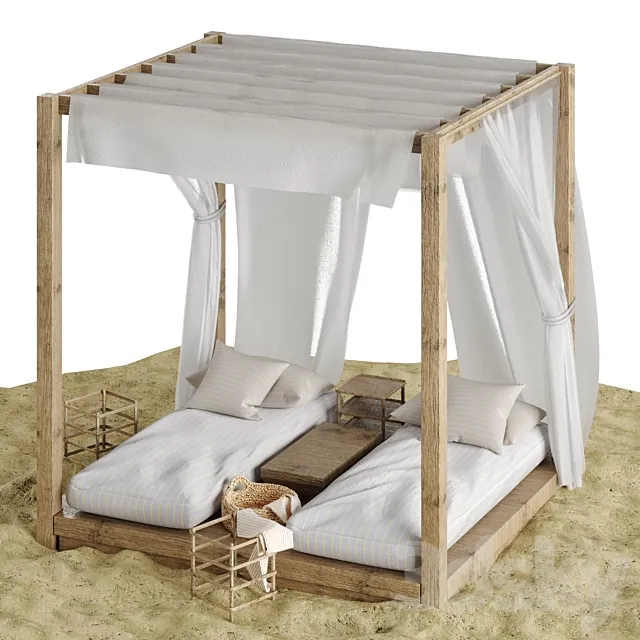 Beach lounge outdoor set 3 3DModel