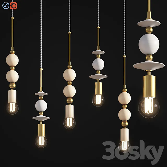 Beaded Pendant Lamp Spheres 3DModel