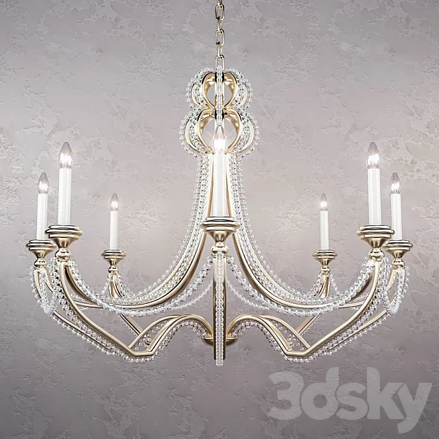 Beaded Wrought-Iron Chandelier 3D Model Beaded Wrought-Iron Chandelier 3D Model