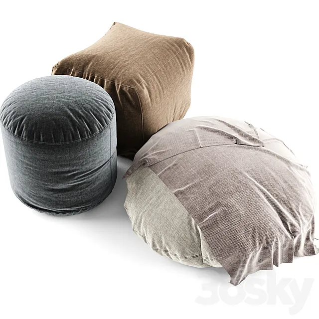 bean bag and pouf 3DModel bean bag and pouf 3DModel