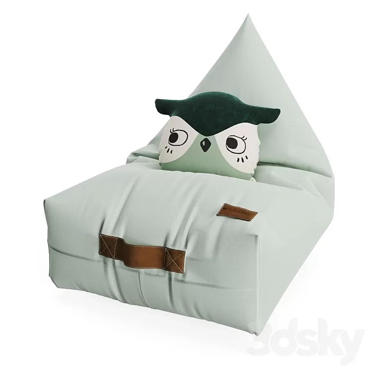 Bean bag chair and owl pillow from NOBODINOZ 3D Model Free Download
