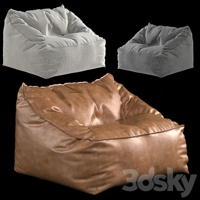 Bean bag chair Vegan Leather Caramel Modern Lounger 3D Model Bean bag chair Vegan Leather Caramel Modern Lounger 3D Model