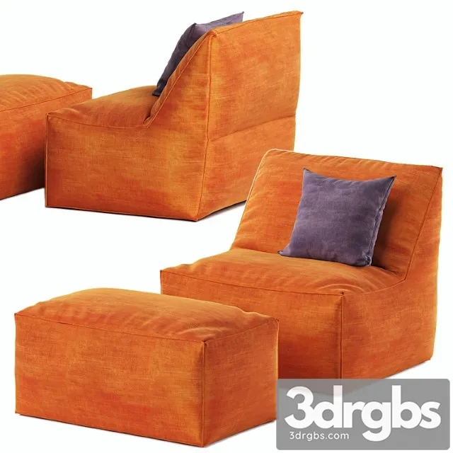 Bean bag chair with pouf pianca eden 3D Model Download Bean bag chair with pouf pianca eden 3D Model Download