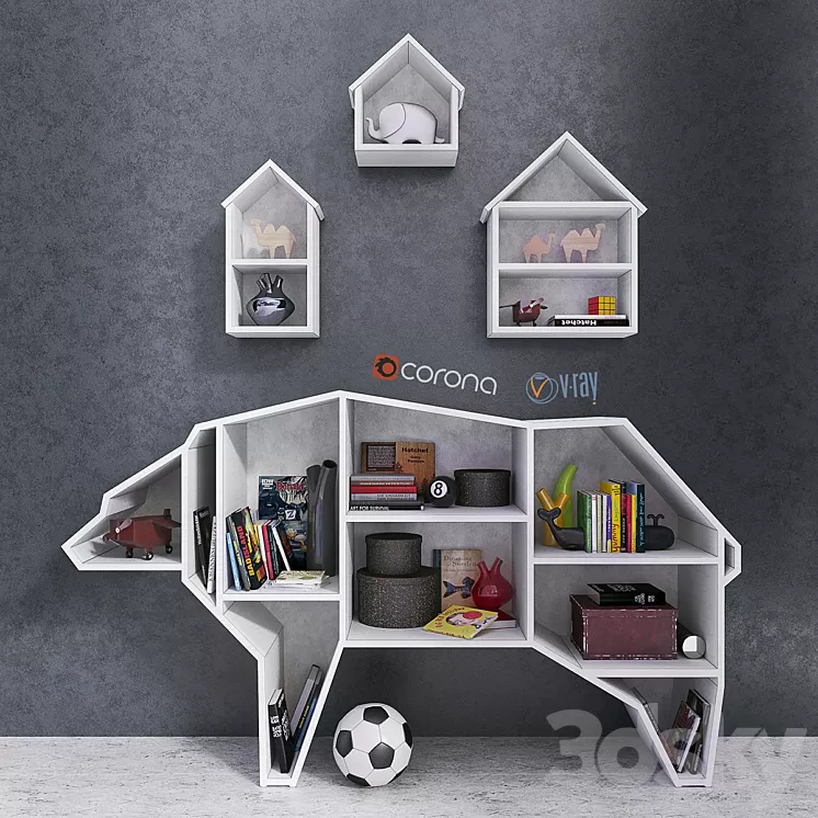 Bear Bookshelf 3D Model