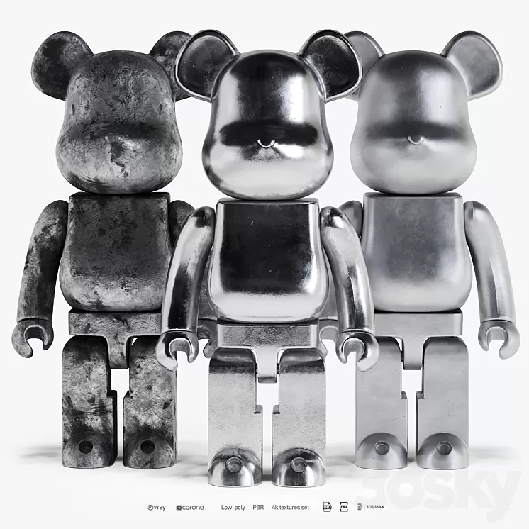 Bearbrick \/ 3 Metal 2 3D Model Free Download