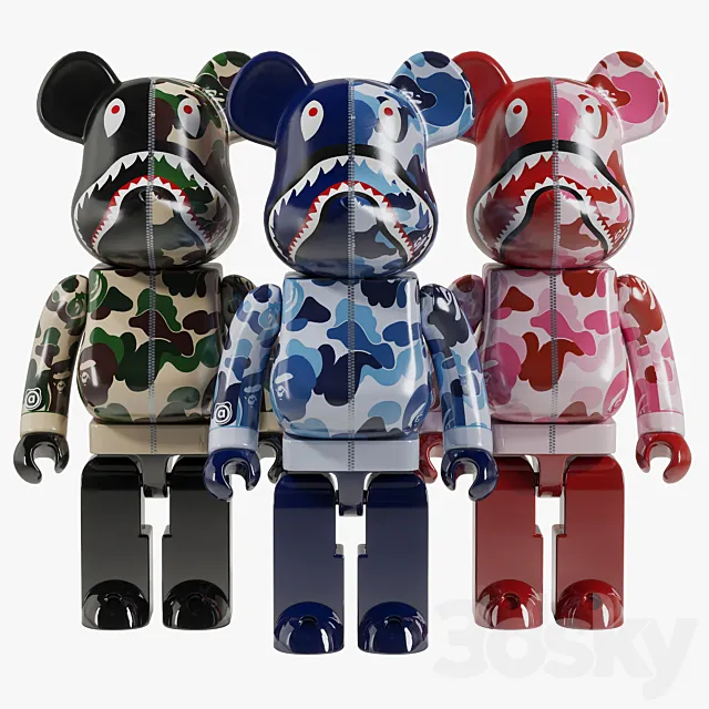 Bearbrick _ Bape ABC Camo Shark 3DModel Bearbrick _ Bape ABC Camo Shark 3DModel