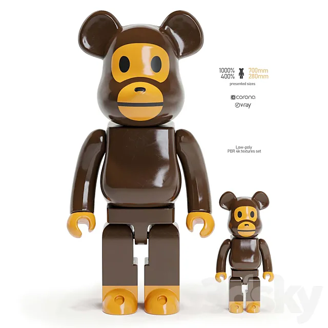 Bearbrick _ Bape Milo 3DModel Bearbrick _ Bape Milo 3DModel