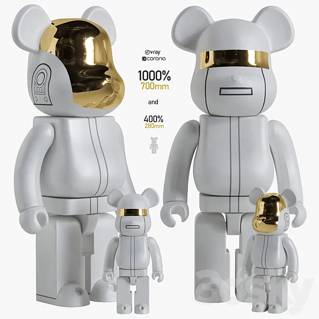 Bearbrick _ Daft Punk White Suit 3DModel Bearbrick _ Daft Punk White Suit 3DModel