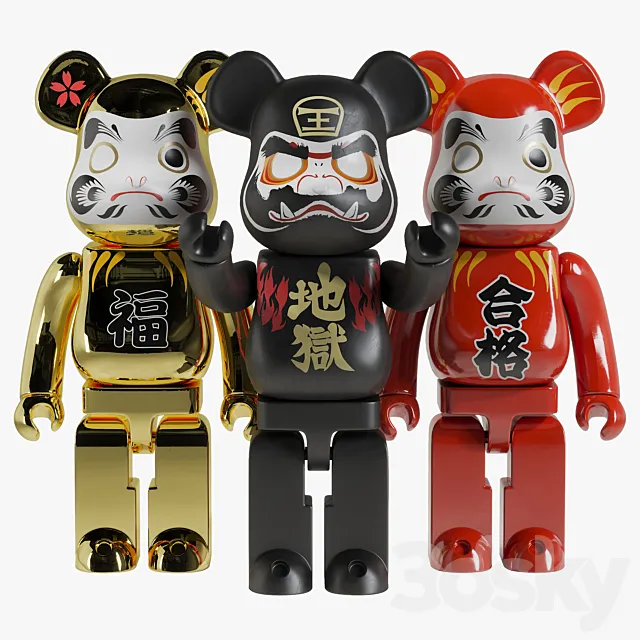 Bearbrick _ Daruma 3DModel Bearbrick _ Daruma 3DModel