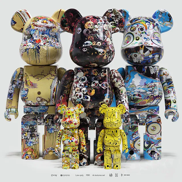 Bearbrick _ Murakami 2 3DModel Bearbrick _ Murakami 2 3DModel
