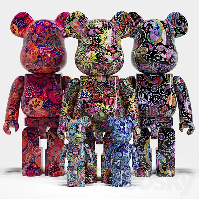 Bearbrick _ Psychedelic Paisley 3DModel Bearbrick _ Psychedelic Paisley 3DModel
