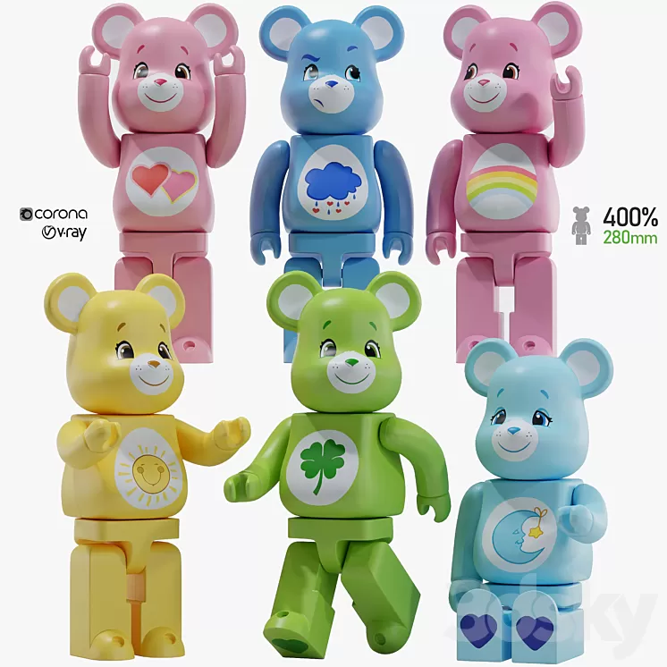 Bearbrick / Care bear / Set 3D Model