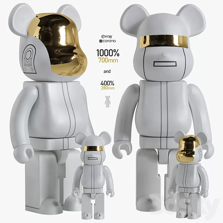 Bearbrick / Daft Punk White Suit 3D Model