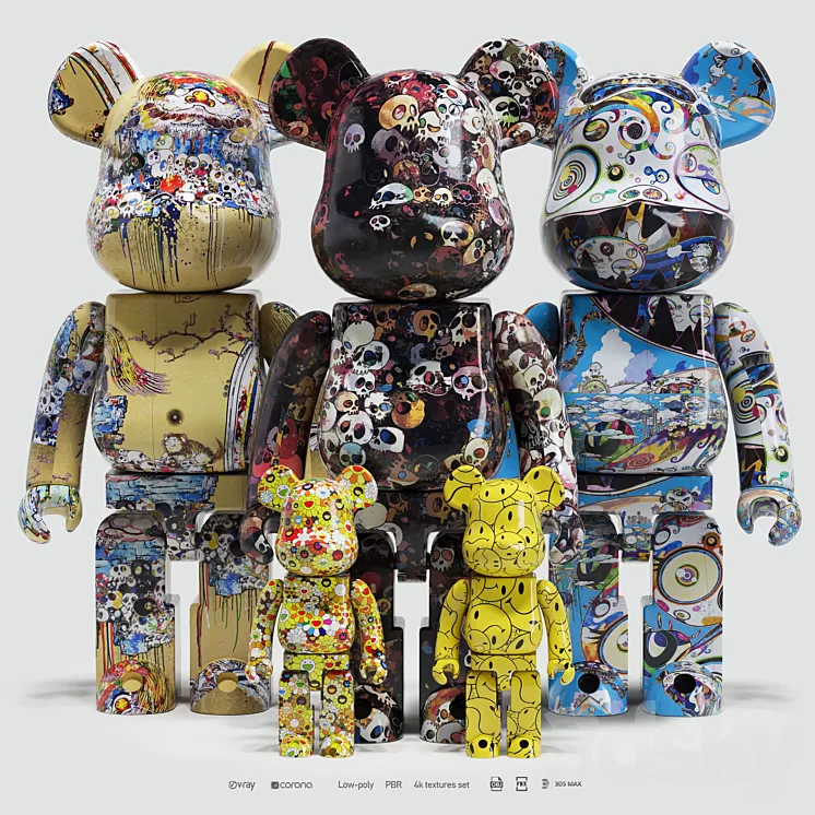 Bearbrick \/ Murakami 2 3D Model Free Download