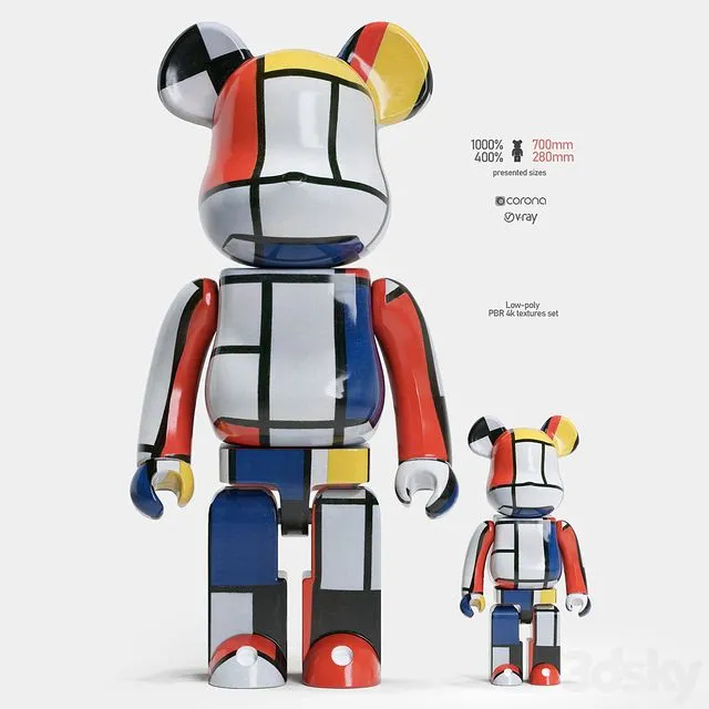 Bearbrick Piet Mondrian 3D Model Bearbrick Piet Mondrian 3D Model