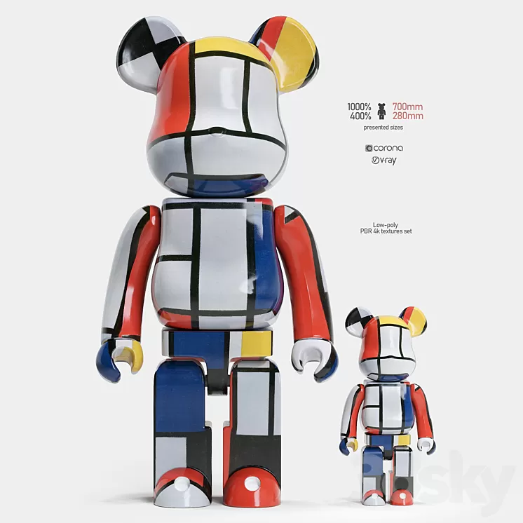 Bearbrick / Piet Mondrian 3D Model
