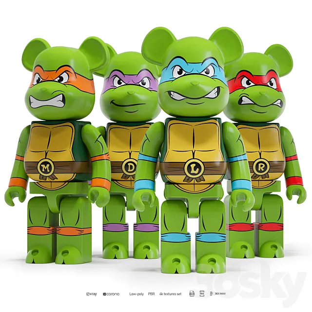Bearbrick_Ninja Turtles 3DModel Bearbrick_Ninja Turtles 3DModel