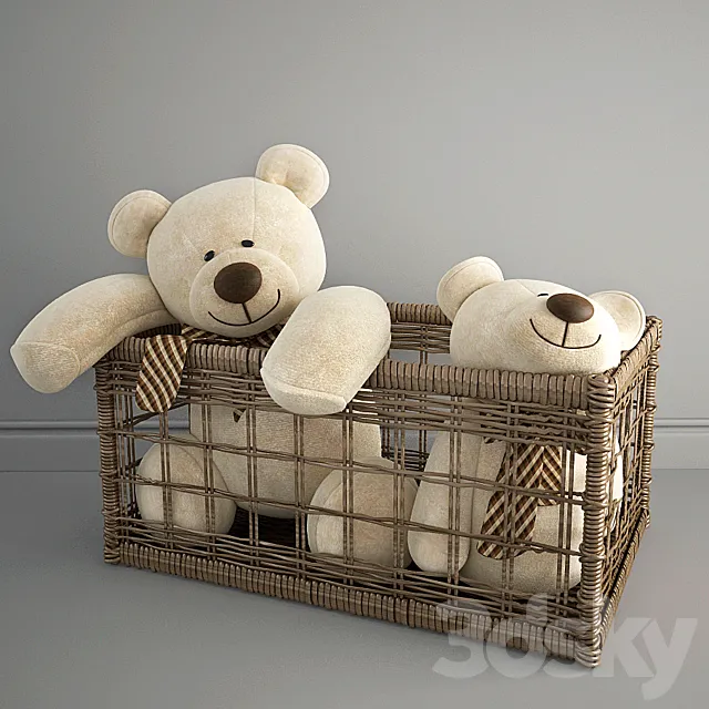 bears in a basket 3D Model bears in a basket 3D Model