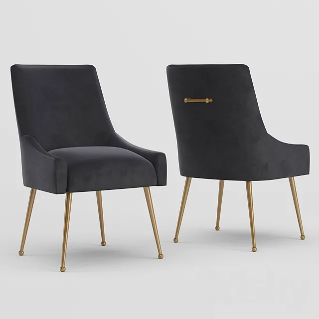 Beatrix Grey Velvet Side Chair 3D Model Beatrix Grey Velvet Side Chair 3D Model