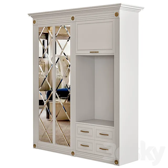 Beautiful wardrobe for the hallway with doors 3D Model