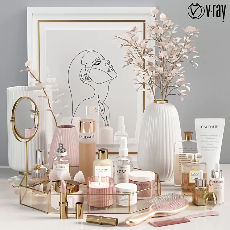 beauty decorative set 02_vray 3D Model Free Download