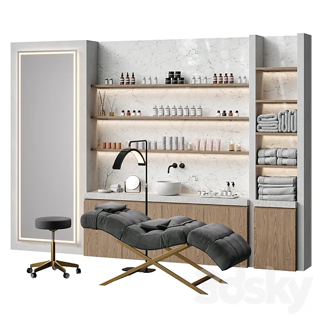 Beauty salon with couch and accessories \ Figuratti P03 3D Model