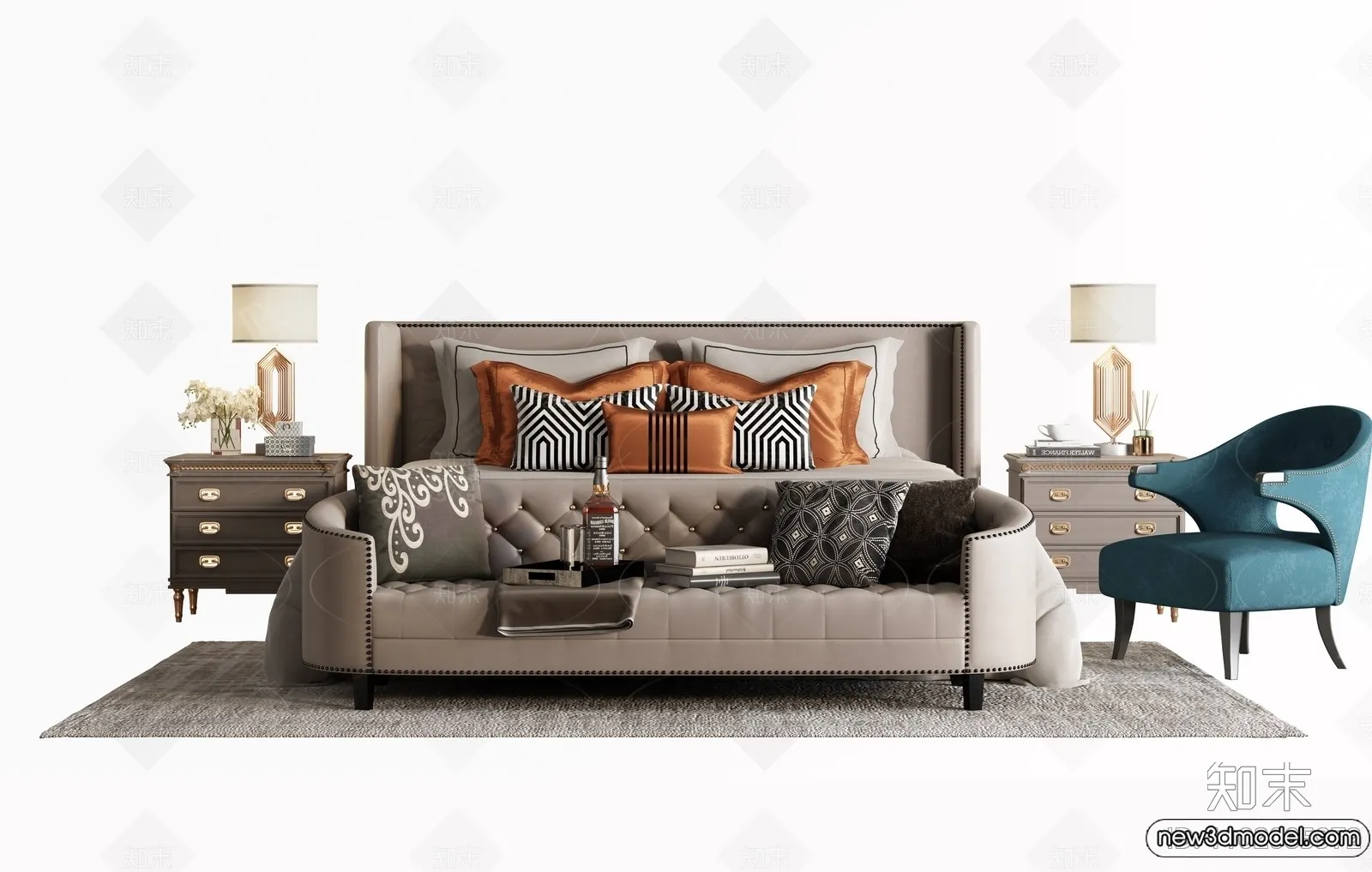 Bed 3D Models – 3D Furniture for Bedroom – 043 Bed 3D Models – 3D Furniture for Bedroom – 043