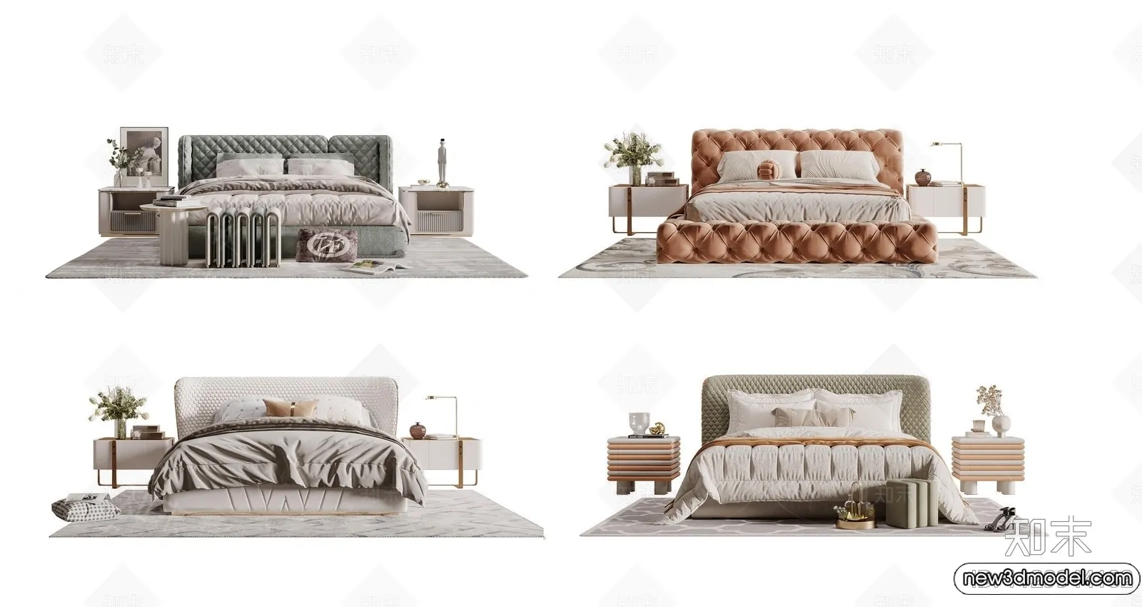 Bed 3D Models – 3D Furniture for Bedroom – 052 Bed 3D Models – 3D Furniture for Bedroom – 052