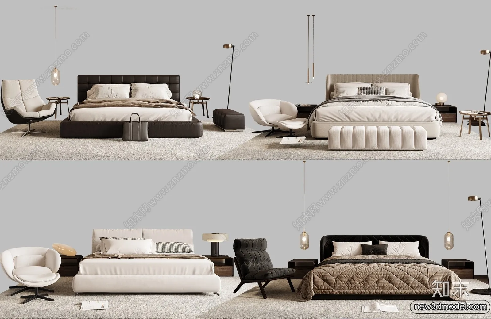 Bed 3D Models – 3D Furniture for Bedroom – 058 Bed 3D Models – 3D Furniture for Bedroom – 058