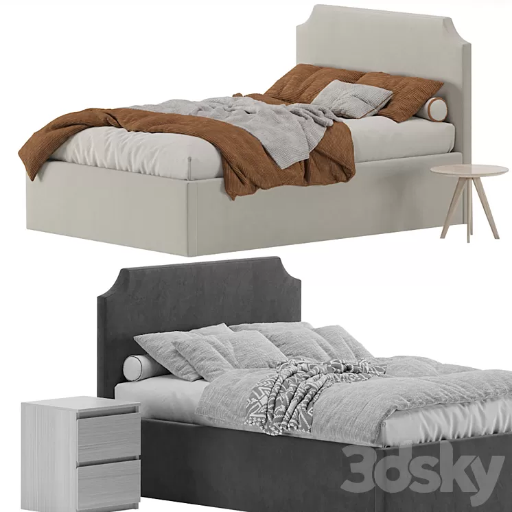 Bed Adona 140 Barhat Gray by Divan.ru 3D Model Free Download