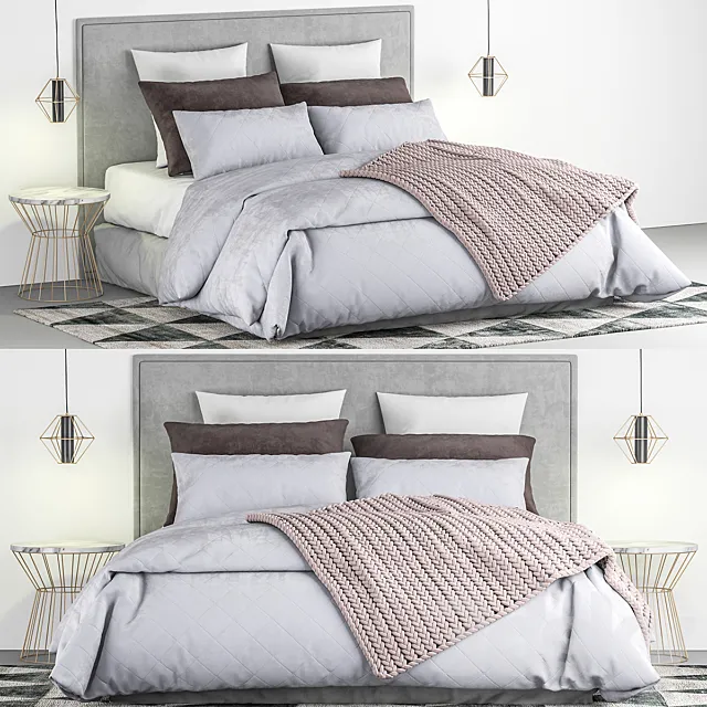 Bed and bed sheet set 1 3DModel Bed and bed sheet set 1 3DModel