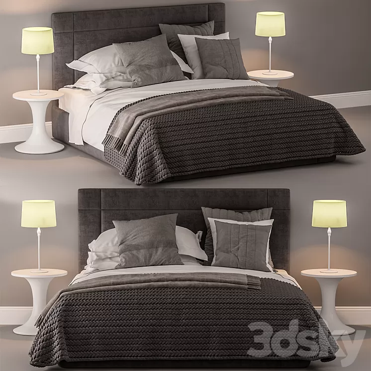 Bed and bed sheet set 2 3D Model