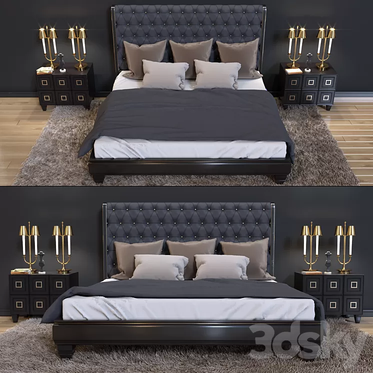 Bed and bedside table Ferre Home 3D Model