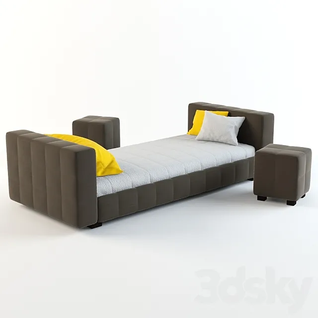 Bed and poof Bonaldo 3D Model