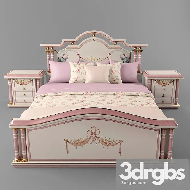 Bed and tables classic. 2 3D Model Download