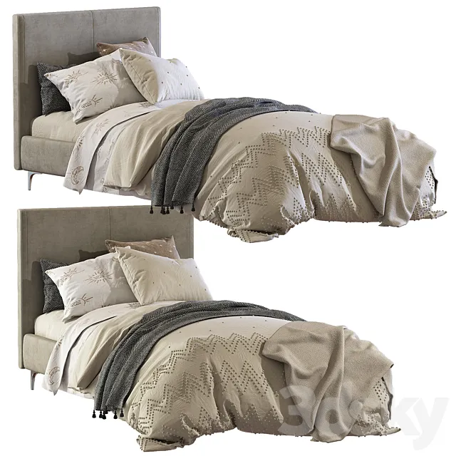 Bed Andes Deco Upholstered Bed 3D Model Bed Andes Deco Upholstered Bed 3D Model