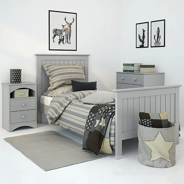 Bed Barney Grey 3DModel Bed Barney Grey 3DModel