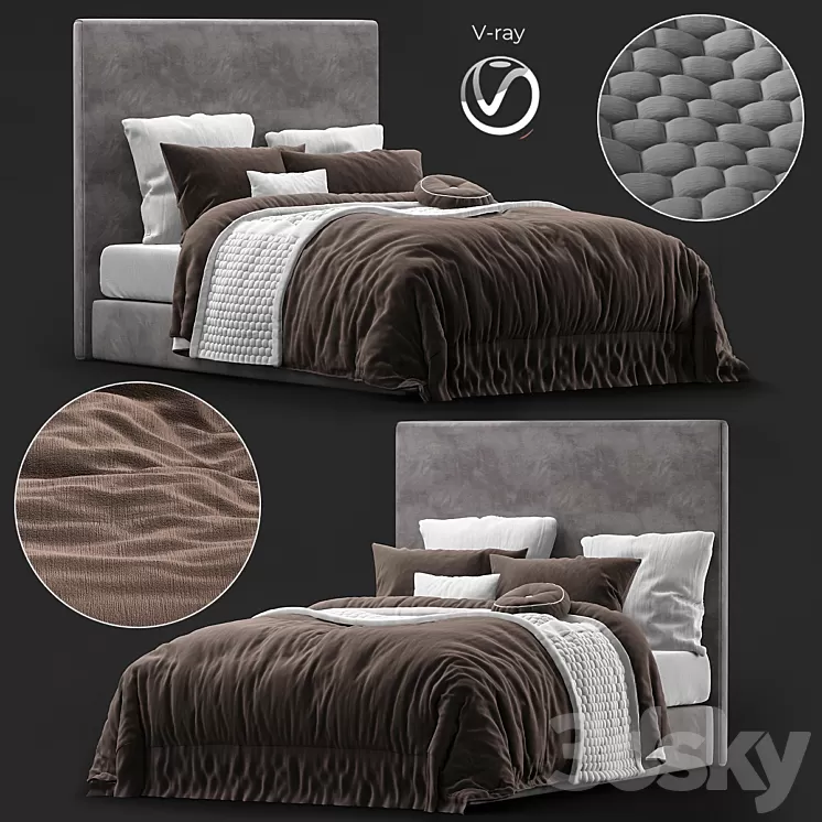 Bed Blanket Cover Crystal Velvet Bed Cover 3D Model