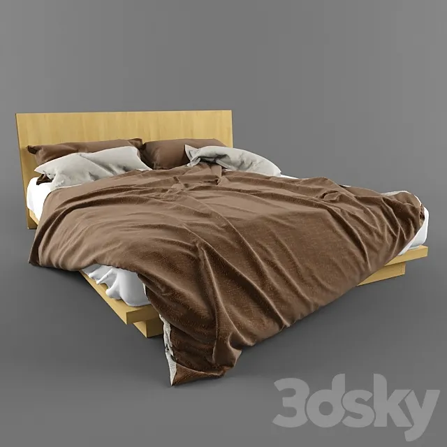 bed brown & white 3DModel