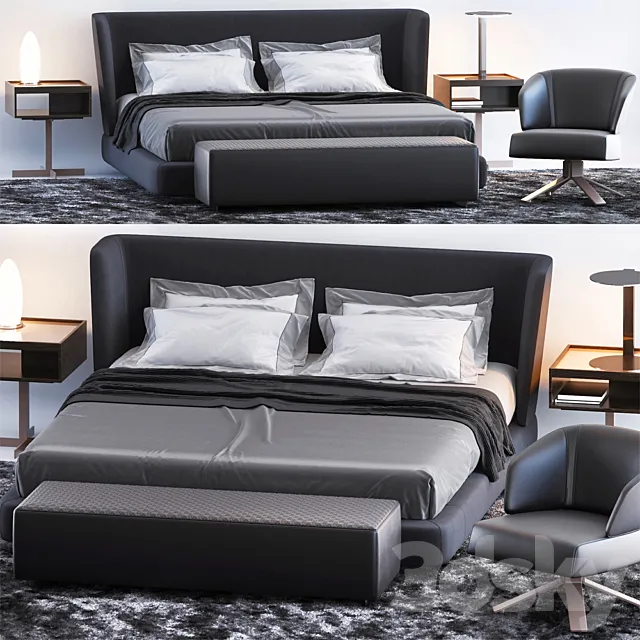 BED BY MINOTTI 4 3D Model