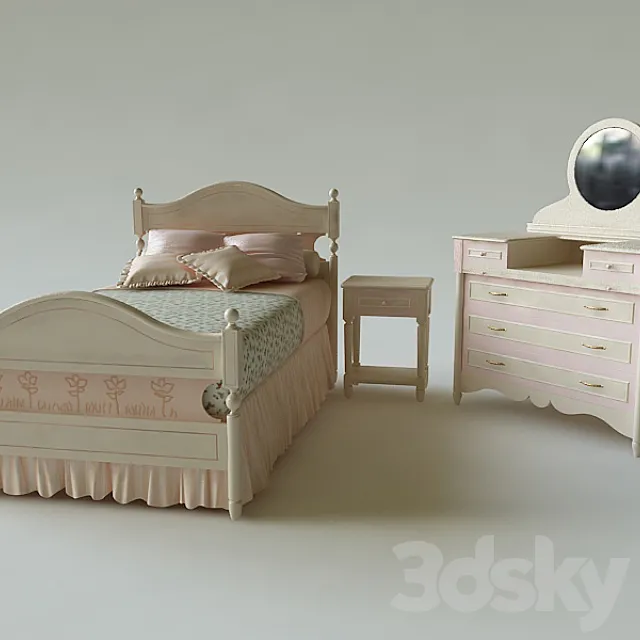 Bed. chest of drawers for child 3DModel Bed. chest of drawers for child 3DModel
